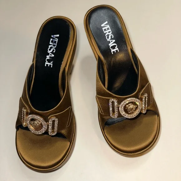 Versace Biggie Metallic Leather Mules Size 36 VGUC - Picture 6 of 10